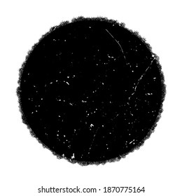 Distress circular dirty overlay texture. Grunge round used post stamp background. Circle urban grain stroke dust cover template. Design element for making your images aged. EPS10 vector illustration.