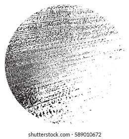 Distress circular dirty overlay texture. Grunge round used post stamp background. Circle urban grain stroke dust cover template. Design element for making your images aged. EPS10 vector illustration.
