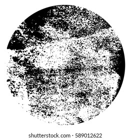 Distress circular dirty overlay texture. Grunge round used post stamp background. Circle urban grain stroke dust cover template. Design element for making your images aged. EPS10 vector illustration.