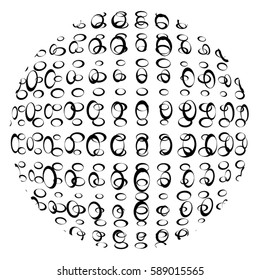Distress circular dirty overlay texture. Grunge round used post stamp background. Circle urban grain stroke dust cover template. Design element for making your images aged. EPS10 vector illustration.