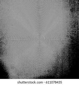 Distress circular overlay texture. grunge concentric dirty backround. Empty aged urban template. EPS10 vector.