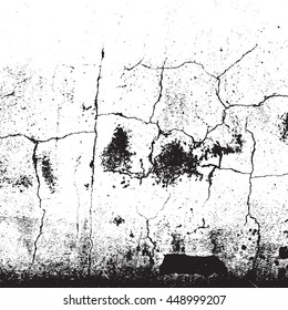 Distress Cracked Plaster Overlay Texture For Your Design. EPS10 vector.