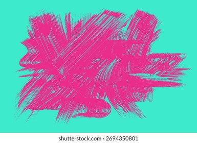 Distress damaged banner with zigzag bold line. Grunge minimal grainy red brush stroke with spray texture. Rough vintage thick brush stroke texture. Spray paint vector. Abstract scratch background.