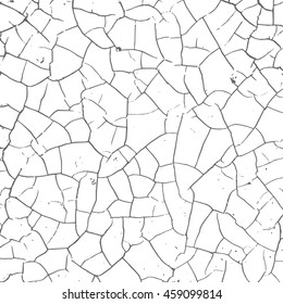 Distress, dirt texture . Simply place pattern over any object to create distressed effect. Vector illustration. Grunge background. Pattern with cracks.