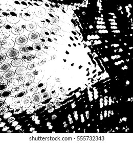 Distress Dot and shabby circle overlay texture. Empty grunge black and white background. Creative design element. EPS10 vector.