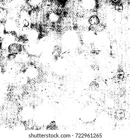 Distress drop used texture. Grunge rough dirty background. Brushed black paint cover. Overlay aged grainy messy template. Renovate wall scratched backdrop. Empty aging design element. EPS10 vector.