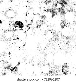 Distress drop used texture. Grunge rough dirty background. Brushed black paint cover. Overlay aged grainy messy template. Renovate wall scratched backdrop. Empty aging design element. EPS10 vector.