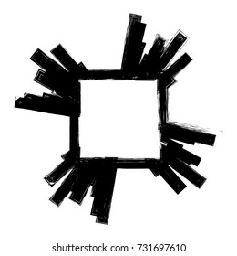 Distress edge overlay texture. Grunge frame border background. Empty urban aged design template. EPS10 vector.
