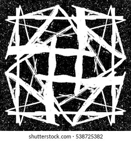Distress grainy overlay shabby grunge texture with abstract lines. Retro paper background. Empty design element. EPS10 vector.