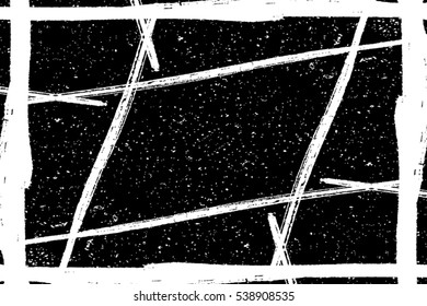 Distress grainy overlay shabby grunge texture with frame stroke. Retro paper background. Empty design element. EPS10 vector.