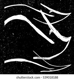 Distress grainy overlay shabby grunge wavy texture with pointer arrow. Retro paper background. Empty design element. EPS10 vector.