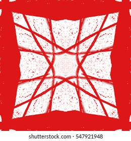 Distress grainy overlay shabby grunge red color texture with frame stroke. Retro paper background. Empty design element. EPS10 vector.