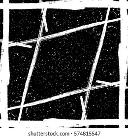 Distress grainy overlay shabby grunge texture with abstract line shape. Retro paper background. Empty design element. EPS10 vector.