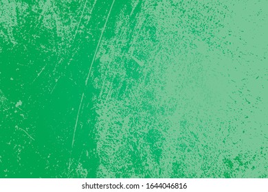 Distress green background. Grunge dirty texture. Damaged painted color painted wall. Creative peeled design template. EPS10 vector.