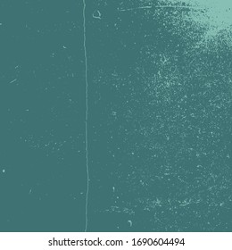 Distress green background. Grunge dirty texture. Damaged painted color painted wall. Creative peeled design template. EPS10 vector.