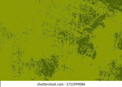 Distress Green Messy Grunge Texture. Empty Design Element. Rustic color weathered background. Aged peeled paind artistic template. EPS10 vector.