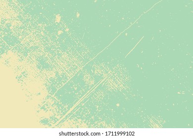 Distress Green Messy Grunge Texture. Empty Design Element. Rustic color weathered background. Aged peeled paind artistic template. EPS10 vector.
