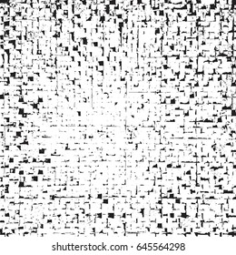 Distress grid mosaic stone overlay texture. Grunge urban grainy background. Empty design aging template. EPS10 vector.