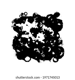 Distress grunge background. Splatter paint texture. Splash element. Black ink stain isolated on white background.