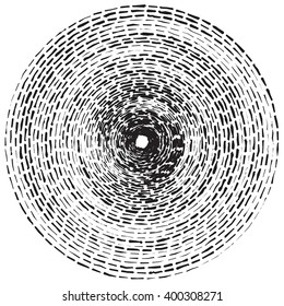 Distress grunge circle dashed line concentric stamp texture for your design. EPS10 vector.