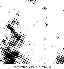 Distress grunge halftone overlay texture. Dirty noise aging design template. Pop art artistic element. EPS10 vector.