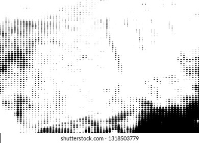 Distress grunge halftone overlay texture. Dirty noise aging design template. Pop art artistic element. EPS10 vector