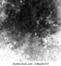 Distress grunge halftone overlay texture. Dirty noise aging design template. Pop art artistic element. EPS10 vector