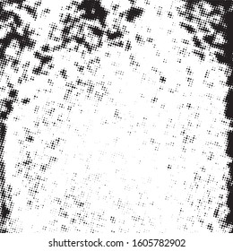 Distress grunge halftone overlay texture. Dirty noise aging pop art design template. EPS10 vector.