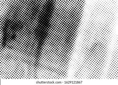 Distress grunge halftone overlay texture. Dirty noise aging pop art design template. EPS10 vector.