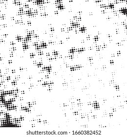 Distress grunge halftone overlay texture. Dirty noise aging design template. Pop art half tone artistic element. EPS10 vector.