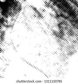 Distress grunge halftone pop art overlay texture. Dirty noise aging popart design square template. EPS10 vector.