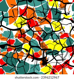 Distress Grunge Texture. Cracks colored seamless pattern. hand drawing. Not AI, Vector illustration