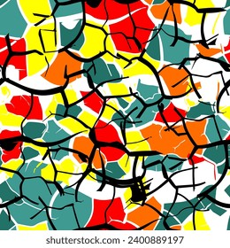Distress Grunge Texture. Cracks colored seamless pattern. hand drawing. Not AI, Vector illustration