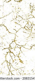 Distress Grunge Texture. Elegant Seamless Pattern. Gold Old, Retro Background. Broken, Cracked Wall Texture. Scratched, Dirt Print. Golden Luxury Grunge Style. Noise Rough Design. Vector Illustration.