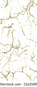 Distress Grunge Texture. Elegant Seamless Pattern. Gold Old, Retro Background. Broken, Cracked Wall Texture. Scratched, Dirt Print. Golden Luxury Grunge Style. Noise Rough Design. Vector Illustration.
