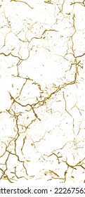 Distress Grunge Texture. Elegant Seamless Pattern. Gold Old, Retro Background. Broken, Cracked Wall Texture. Scratched, Dirt Print. Golden Luxury Grunge Style. Noise Rough Design. Vector Illustration.