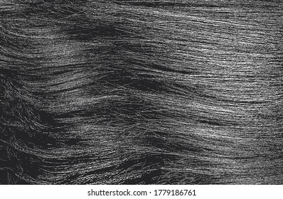 Distress grunge texture with natural human hair. EPS 8 vector illustration. Black and white background.