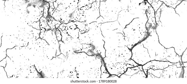 Distress Grunge Texture. Seamless Pattern. Halftone Old, Retro Background. Broken, Cracked Wall Texture. Scratched, Dirt Print. Black and White Grunge Style. Noise Rough Design. Vector Illustration.