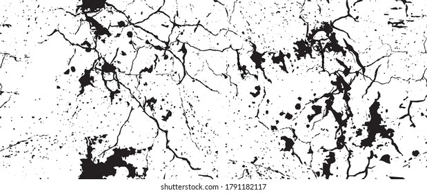 Distress Grunge Texture. Seamless Pattern. Halftone Old, Retro Background. Broken, Cracked Wall Texture. Scratched, Dirt Print. Black and White Grunge Style. Noise Rough Design. Vector Illustration.