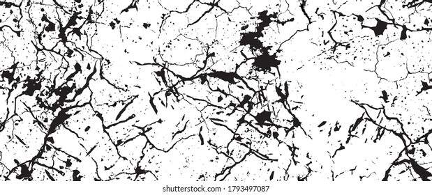La textura de desgarre de la angustia. Patrón sin inconvenientes. Fondo Retro Antiguo De Medio Tono. Textura de pared rota y rota. Impresión Scratched, Dirt. Estilo de Grunge negro y blanco. Diseño ruidoso. Ilustración vectorial.