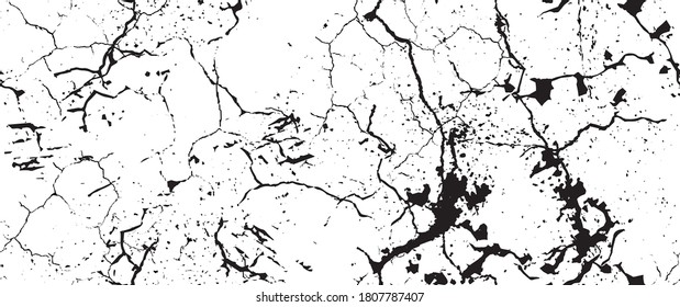 Distress Grunge Texture. Seamless Pattern. Halftone Old, Retro Background. Broken, Cracked Wall Texture. Scratched, Dirt Print. Black and White Grunge Style. Noise Rough Design. Vector Illustration.