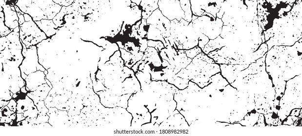 Distress Grunge Texture. Seamless Pattern. Halftone Old, Retro Background. Broken, Cracked Wall Texture. Scratched, Dirt Print. Black and White Grunge Style. Noise Rough Design. Vector Illustration.
