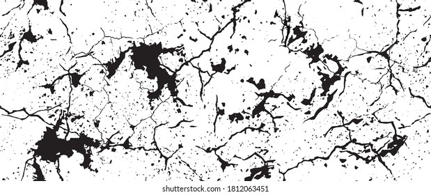 Distress Grunge Texture. Seamless Pattern. Halftone Old, Retro Background. Broken, Cracked Wall Texture. Scratched, Dirt Print. Black and White Grunge Style. Noise Rough Design. Vector Illustration.