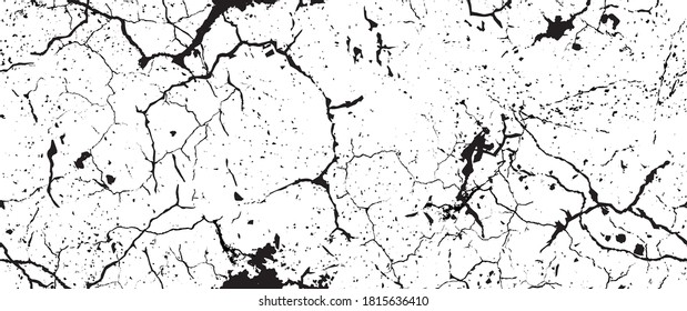 Distress Grunge Texture. Seamless Pattern. Halftone Old, Retro Background. Broken, Cracked Wall Texture. Scratched, Dirt Print. Black and White Grunge Style. Noise Rough Design. Vector Illustration.
