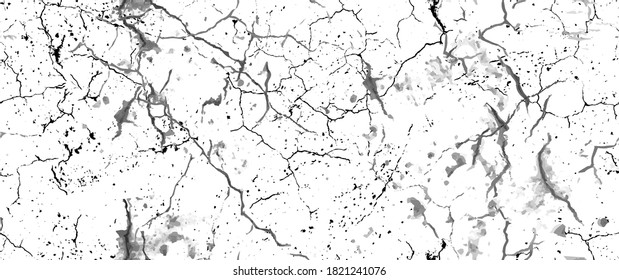 Distress Grunge Texture. Seamless Pattern. Halftone Old, Retro Background. Broken, Cracked Wall Texture. Scratched, Dirt Print. Black and White Grunge Style. Noise Rough Design. Vector Illustration.