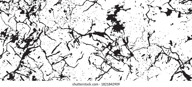 Distress Grunge Texture. Seamless Pattern. Halftone Old, Retro Background. Broken, Cracked Wall Texture. Scratched, Dirt Print. Black and White Grunge Style. Noise Rough Design. Vector Illustration.