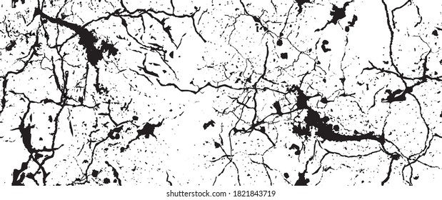 Distress Grunge Texture. Seamless Pattern. Halftone Old, Retro Background. Broken, Cracked Wall Texture. Scratched, Dirt Print. Black and White Grunge Style. Noise Rough Design. Vector Illustration.