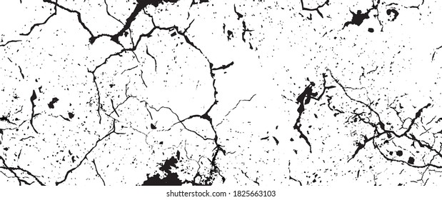 Distress Grunge Texture. Seamless Pattern. Halftone Old, Retro Background. Broken, Cracked Wall Texture. Scratched, Dirt Print. Black and White Grunge Style. Noise Rough Design. Vector Illustration.