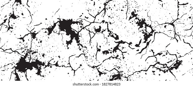 La textura de desgarre de la angustia. Patrón sin inconvenientes. Fondo Retro Antiguo De Medio Tono. Textura de pared rota y rota. Impresión Scratched, Dirt. Estilo de Grunge negro y blanco. Diseño ruidoso. Ilustración vectorial.