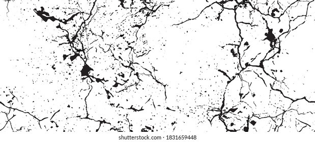 Distress Grunge Texture. Seamless Pattern. Halftone Old, Retro Background. Broken, Cracked Wall Texture. Scratched, Dirt Print. Black and White Grunge Style. Noise Rough Design. Vector Illustration.
